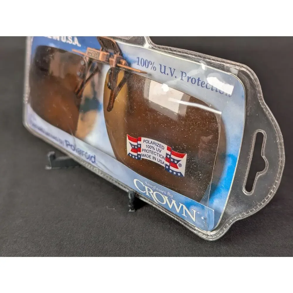 Vintage 1998 Crown Clip-On Sunglasses with Polaroid Lenses Accessory Eyewear